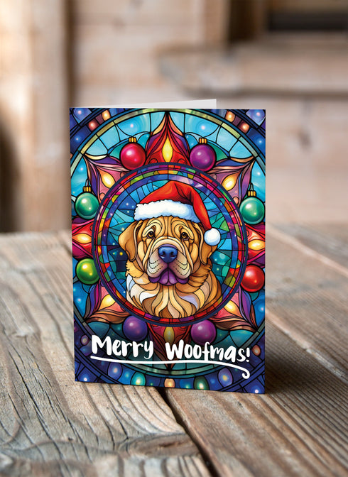 Shar Pei in a Santa Hat Christmas Card